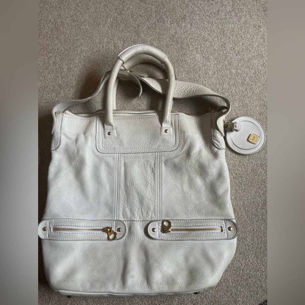 SEE BY CHLOE leather shoulder bag light pearl grey travel luxury